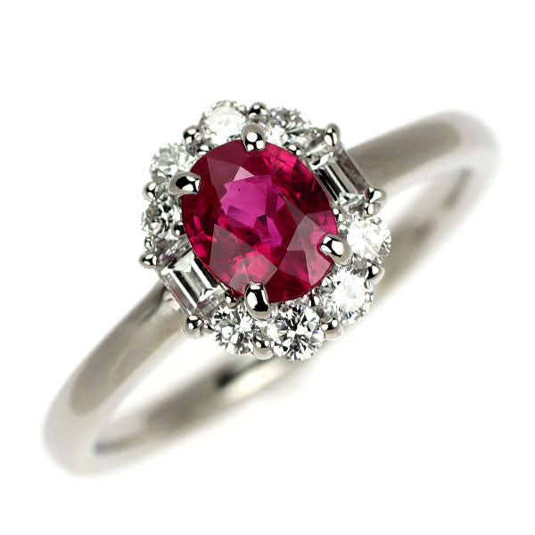 Pt900 ルビー ダイヤモンド リング 0.680ct D0.37ct