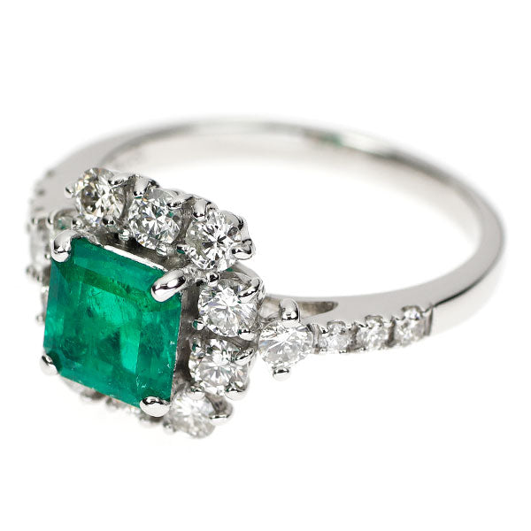 Pt950 エメラルド ダイヤモンド リング 1.08ct D0.75ct