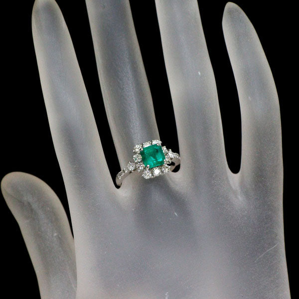 Pt950 エメラルド ダイヤモンド リング 1.08ct D0.75ct