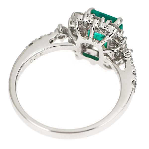 Pt950 エメラルド ダイヤモンド リング 1.08ct D0.75ct