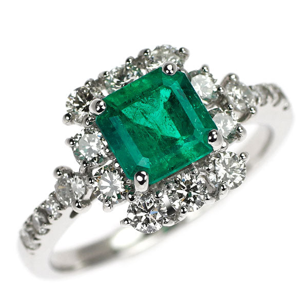 Pt950 エメラルド ダイヤモンド リング 1.08ct D0.75ct