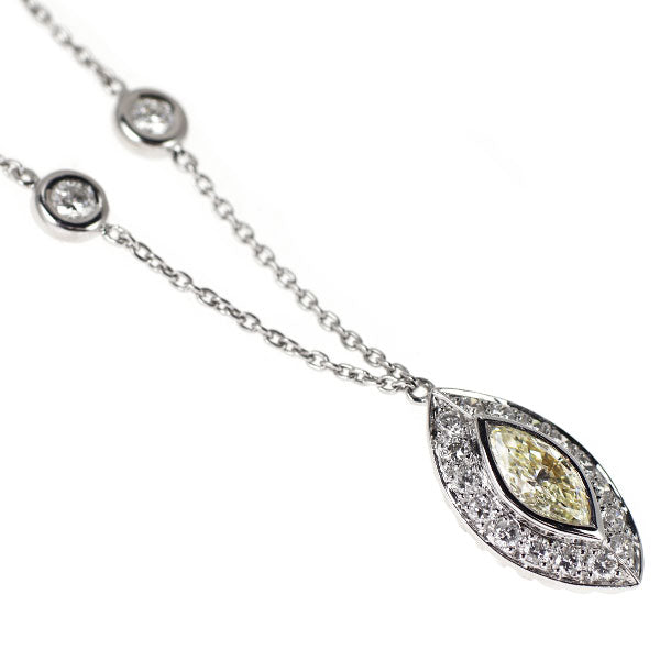 K18WG マーキス ダイヤモンド ペンダントネックレス 0.722ct D0.70ct
