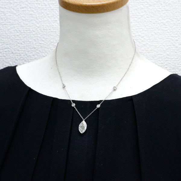 K18WG マーキス ダイヤモンド ペンダントネックレス 0.722ct D0.70ct