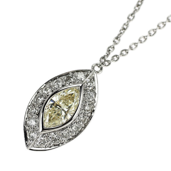 K18WG マーキス ダイヤモンド ペンダントネックレス 0.722ct D0.70ct