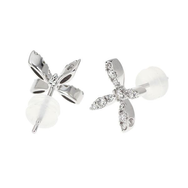 K18WG ダイヤモンド ピアス 0.30ct フラワー