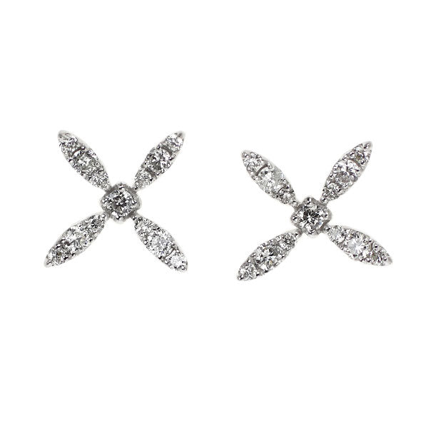 K18WG ダイヤモンド ピアス 0.30ct フラワー