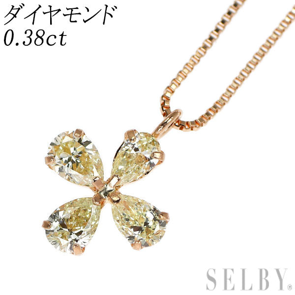 K18PG ダイヤモンド ペンダントネックレス 0.38ct フラワー