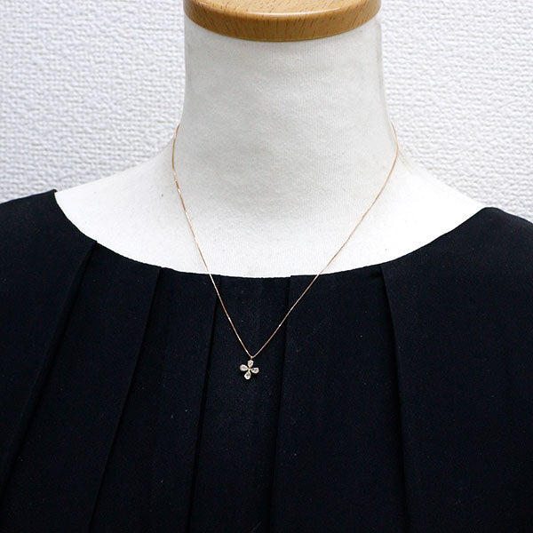 K18PG ダイヤモンド ペンダントネックレス 0.38ct フラワー