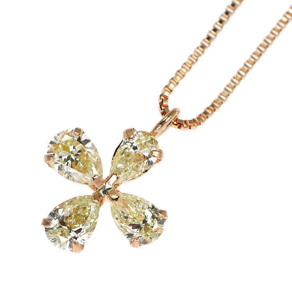 K18PG ダイヤモンド ペンダントネックレス 0.38ct フラワー