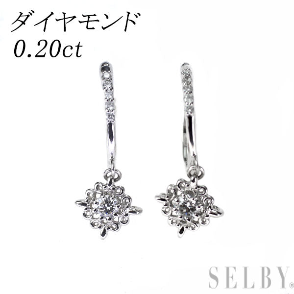 Pt950 ダイヤモンド フープ ピアス 0.20ct