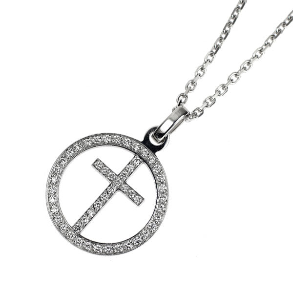 ショーメ K18WG ダイヤモンド ペンダントネックレス アクロシュクール クロス