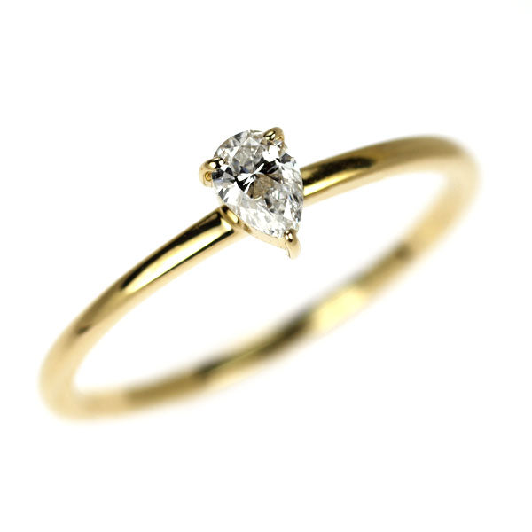 Enasoluna（エナソルーナ） K18YG ペアシェイプカット ダイヤモンド リング 0.08ct