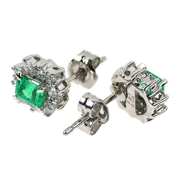 Pt900 エメラルド ダイヤモンド ピアス 0.42ct D0.56ct