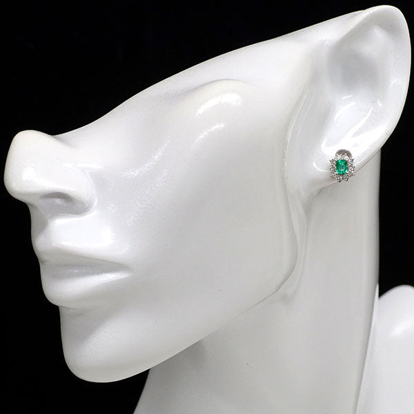 Pt900 エメラルド ダイヤモンド ピアス 0.42ct D0.56ct