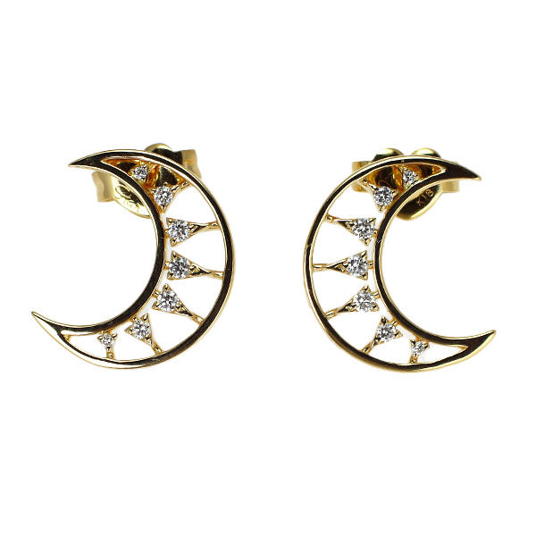 スタージュエリー K18YG ダイヤモンド ピアス 0.08ct 月