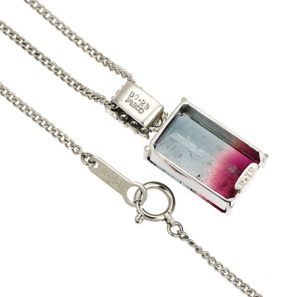 Pt900/ Pt850 パーティーカラードトルマリン ダイヤモンド ペンダントネックレス 6.70ct D0.23ct