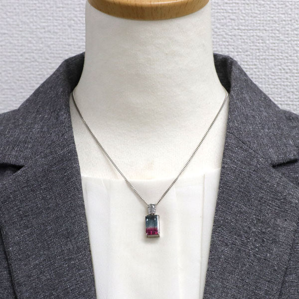 Pt900/ Pt850 パーティーカラードトルマリン ダイヤモンド ペンダントネックレス 6.70ct D0.23ct