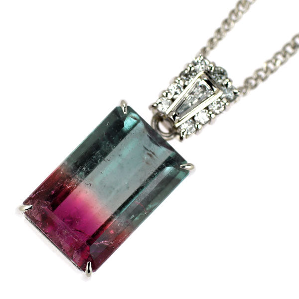 Pt900/ Pt850 パーティーカラードトルマリン ダイヤモンド ペンダントネックレス 6.70ct D0.23ct