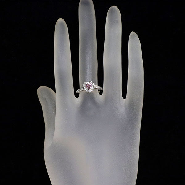 Pt900 ピンクトルマリン ダイヤモンド リング 0.457ct D0.50ct ハート