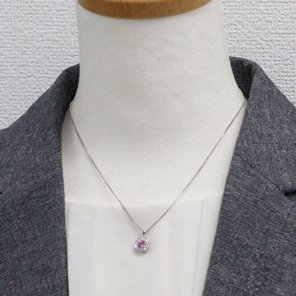 Pt900/ Pt850 ピンク トルマリン ダイヤモンド ペンダントネックレス 0.59ct D0.36ct