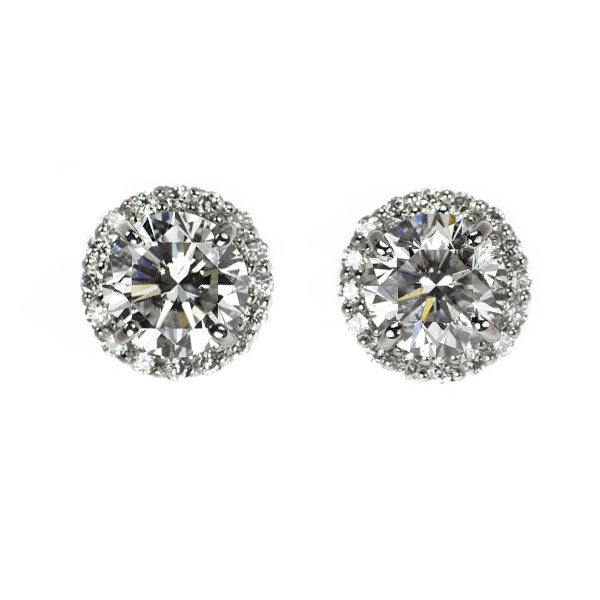 新品 Pt950/ Pt900 ダイヤモンド ピアス 2.006ct E/G SI2 G D0.26ct スタッド【エスコレ】
