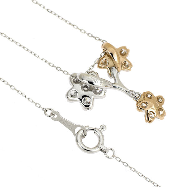 K18WG/PG ダイヤモンド ペンダントネックレス 0.65ct フラワー