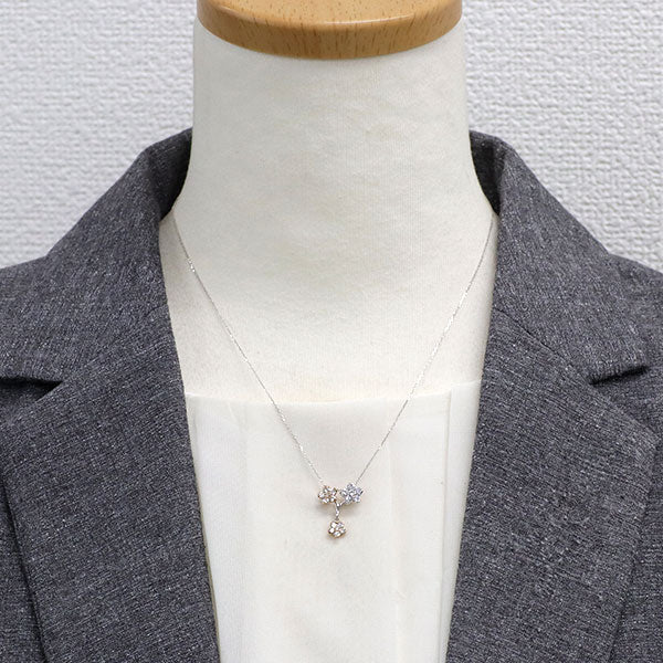 K18WG/PG ダイヤモンド ペンダントネックレス 0.65ct フラワー