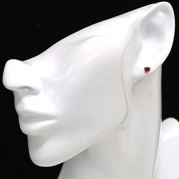 新品 K18YG 強蛍光 ハートシェイプルビー ピアス 0.47ct スタッド【エスコレ】