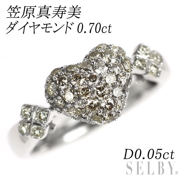 笠原真寿美 K18WG ダイヤモンド リング 0.70ct D0.05ct パヴェ ハート