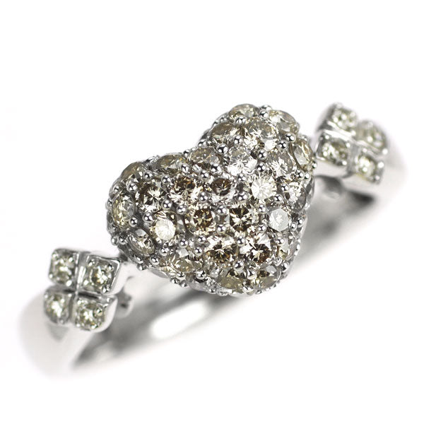 笠原真寿美 K18WG ダイヤモンド リング 0.70ct D0.05ct パヴェ ハート