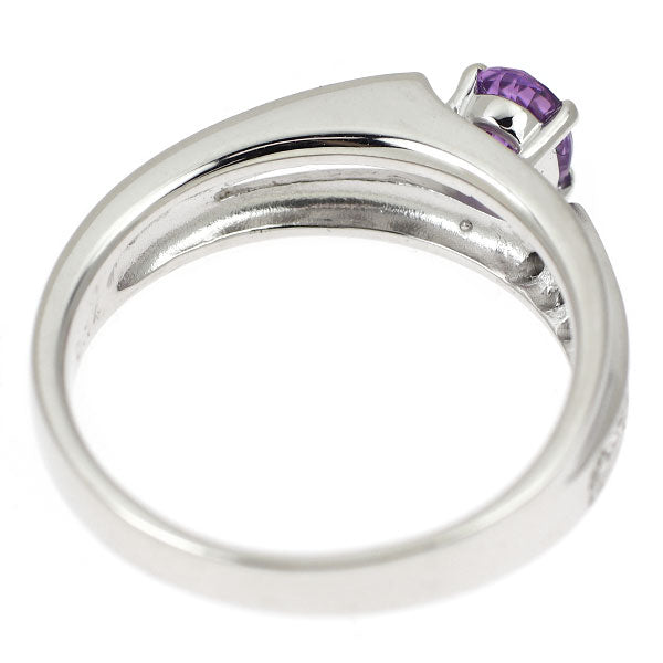 K18WG パープルサファイア ダイヤモンド リング 0.60ct D0.14ct