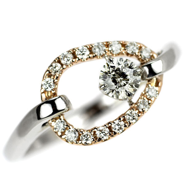 Pt900/ K18PG 多面カット ダイヤモンド リング 0.264ct D0.16ct