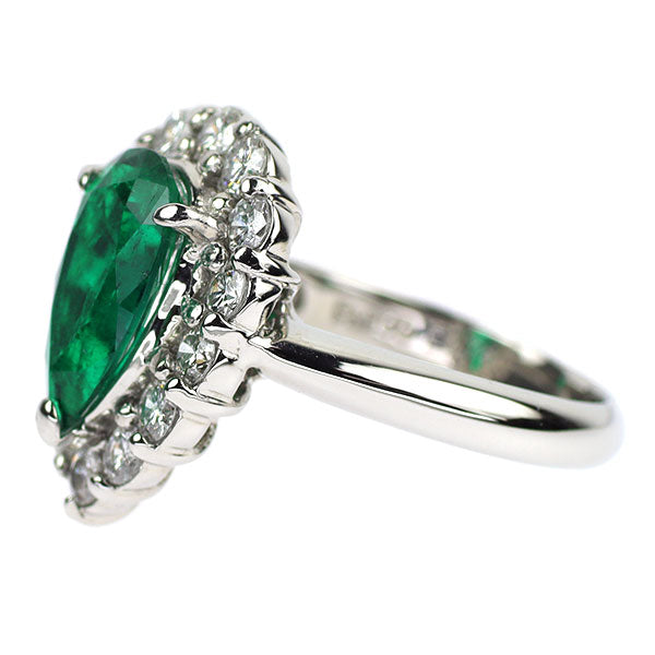 Pt900 コロンビア産 エメラルド ダイヤモンド リング 1.74ct D0.80ct