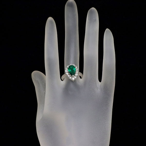 Pt900 コロンビア産 エメラルド ダイヤモンド リング 1.74ct D0.80ct