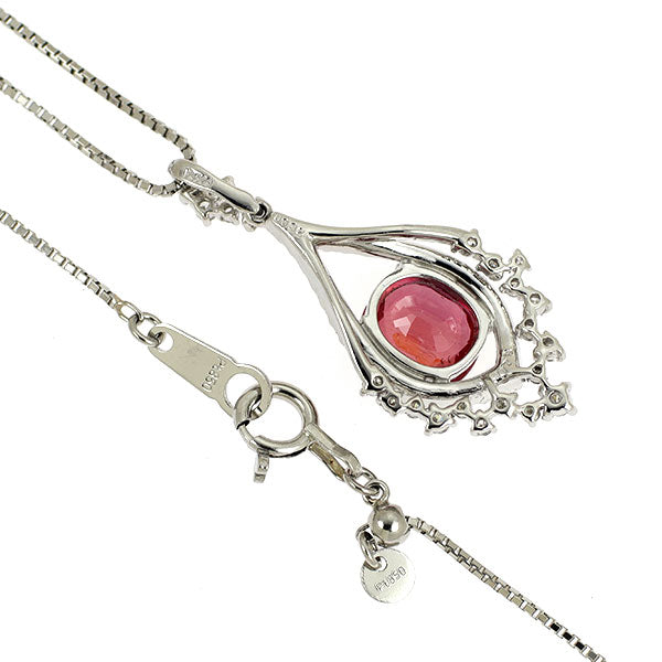 Pt900/ Pt850 モザンビーク産 非加熱ルビー ダイヤモンド ペンダントネックレス 1.179ct D0.32ct