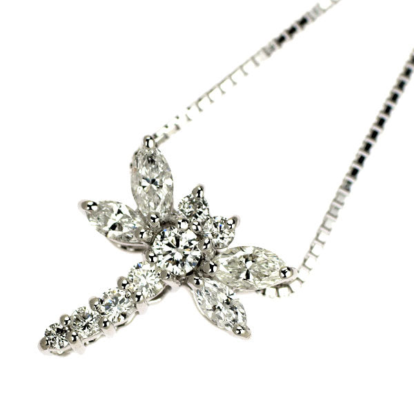K18WG ダイヤモンド ペンダントネックレス 0.58ct とんぼ