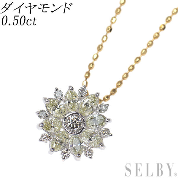 K18YG/WG ダイヤモンド ペンダントネックレス 0.50ct フラワー