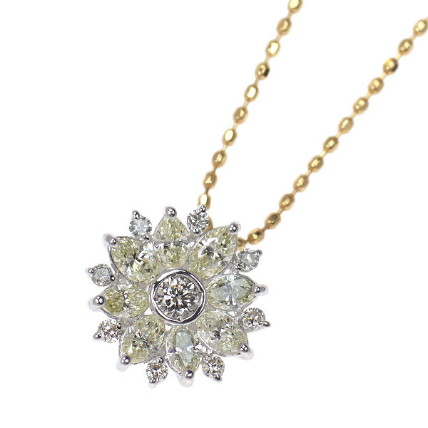 K18YG/WG ダイヤモンド ペンダントネックレス 0.50ct フラワー