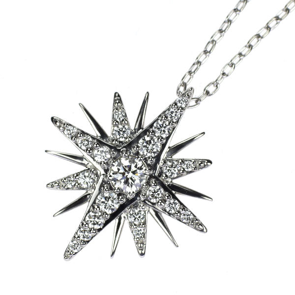 Pt900/ Pt850 ダイヤモンド ペンダントネックレス 0.142ct D0.26ct スター