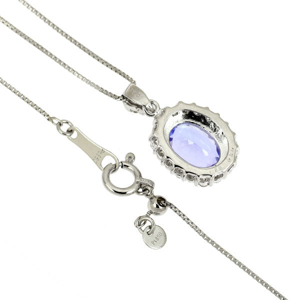 Pt900/ Pt850 タンザナイト ダイヤモンド ペンダントネックレス 1.38ct D0.30ct