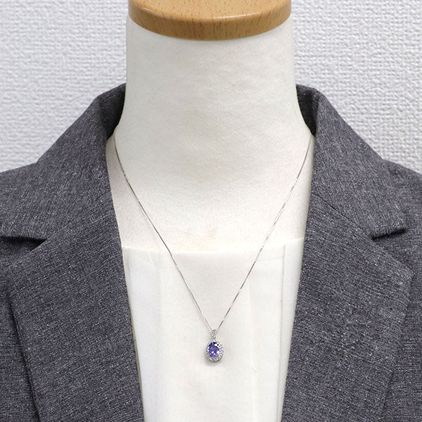 Pt900/ Pt850 タンザナイト ダイヤモンド ペンダントネックレス 1.38ct D0.30ct