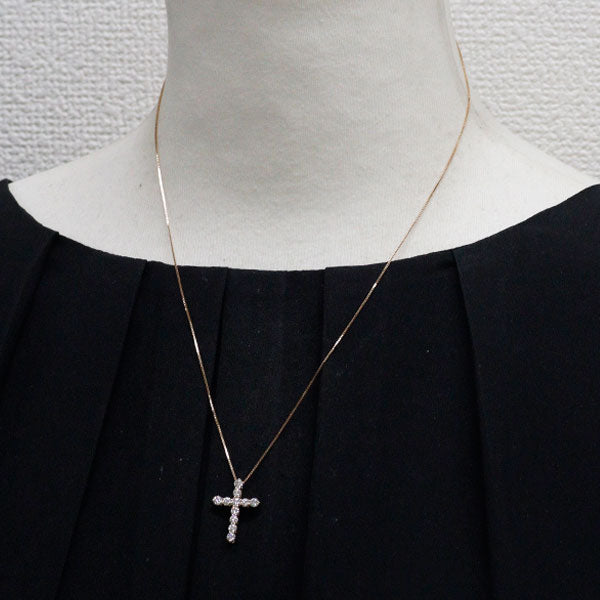K18PG ダイヤモンド ペンダントネックレス 0.81ct クロス