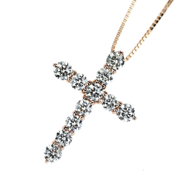 K18PG ダイヤモンド ペンダントネックレス 0.81ct クロス