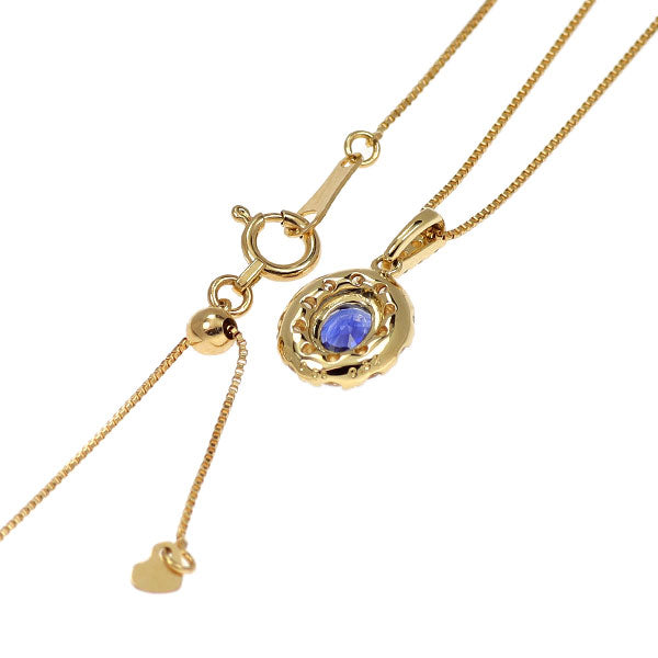 K18YG サファイア ダイヤモンド ペンダントネックレス 0.56ct D0.34ct