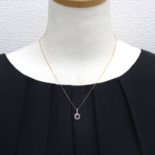 K18YG サファイア ダイヤモンド ペンダントネックレス 0.56ct D0.34ct