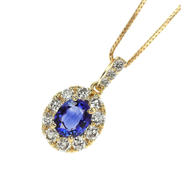 K18YG サファイア ダイヤモンド ペンダントネックレス 0.56ct D0.34ct