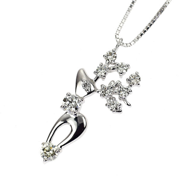 K18WG ダイヤモンド ペンダントネックレス 0.45ct アニマル