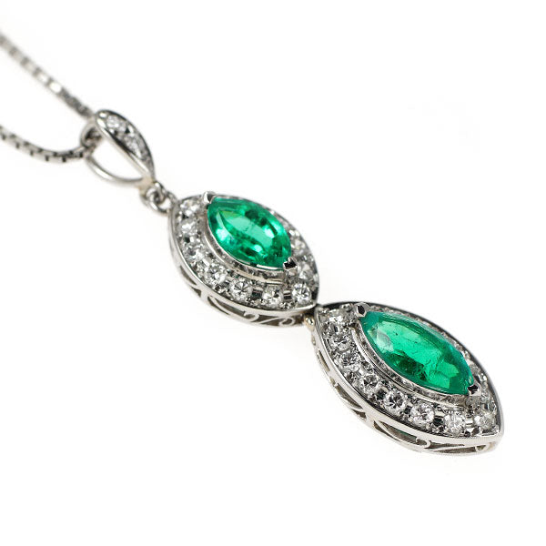 Pt900/ Pt850 エメラルド ダイヤモンド ペンダントネックレス 1.21ct D0.40ct