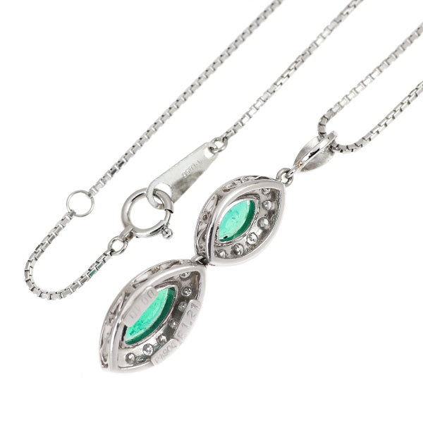 Pt900/ Pt850 エメラルド ダイヤモンド ペンダントネックレス 1.21ct D0.40ct