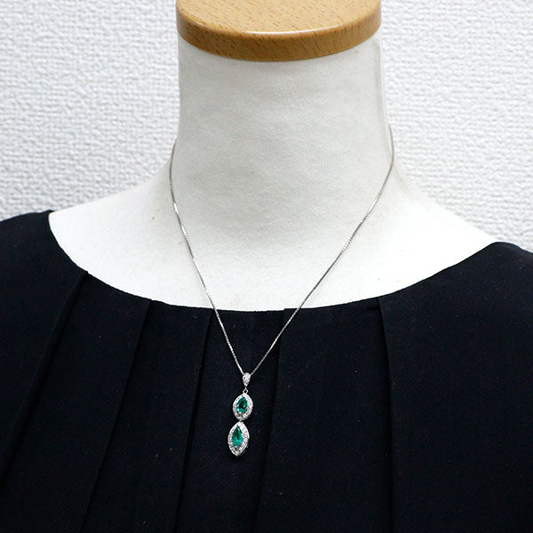 Pt900/ Pt850 エメラルド ダイヤモンド ペンダントネックレス 1.21ct D0.40ct